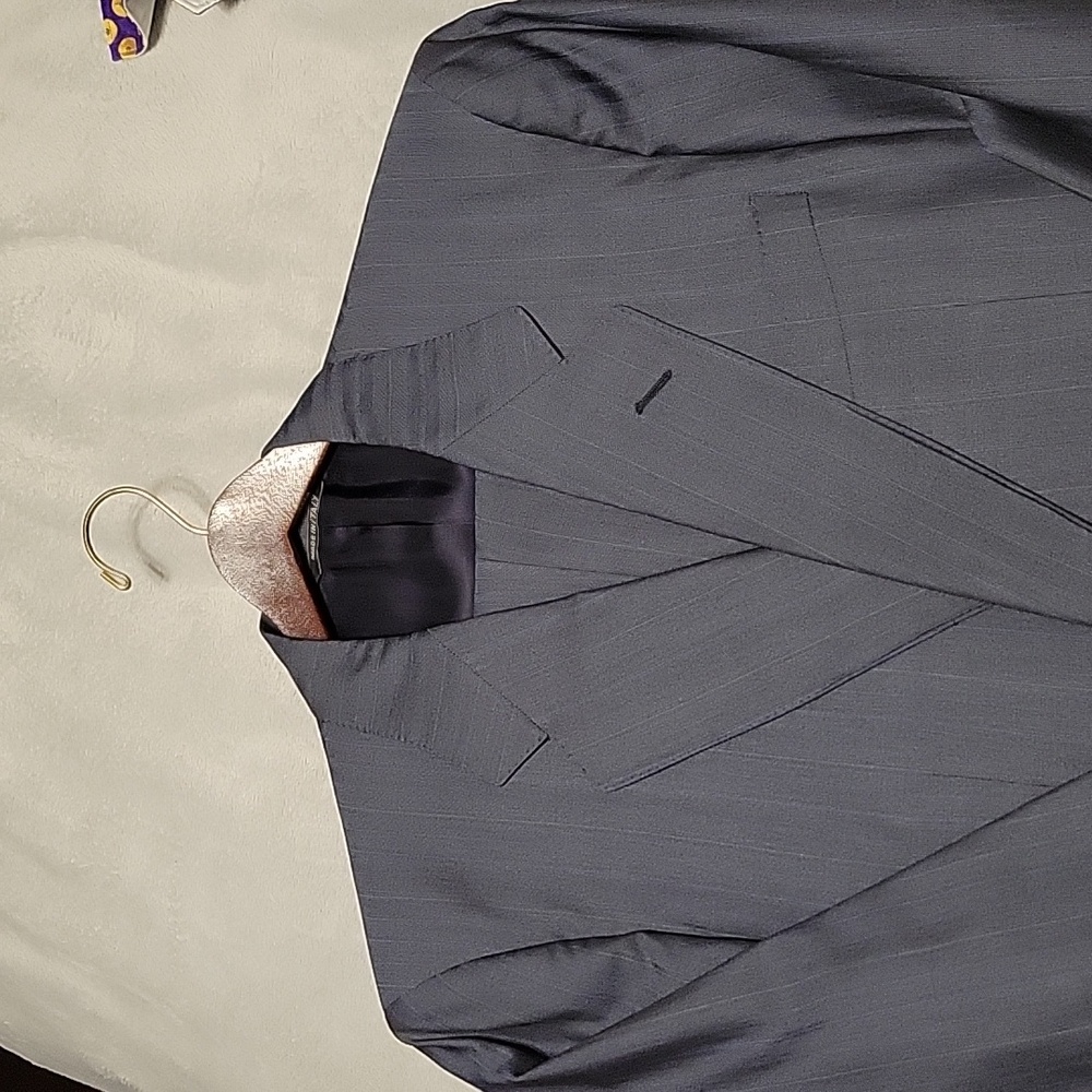Blue pinstripe suit